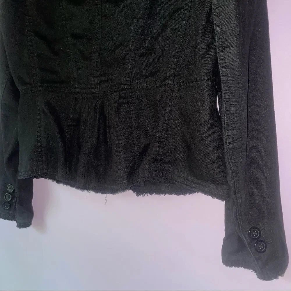 Michael Kors 100% Linen Blazer Size 6 Lagenlook Jacket Button Cardigan